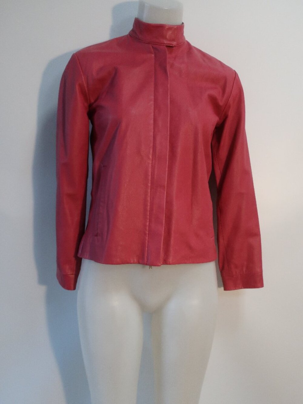 Womens Ralph Lauren Golf Raspberry-Pink Color Leather Jacket S